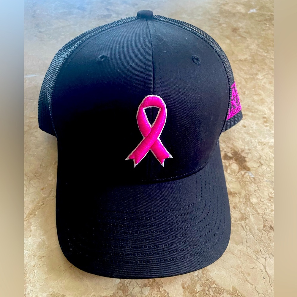 Black trucker hat brand new support breast cancer awareness
